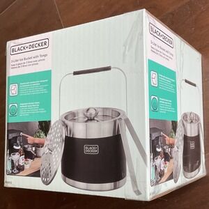 Black & Decker 3-Liter Ice Bucket with Tongs Stainless Steel Matte Black BEIB103